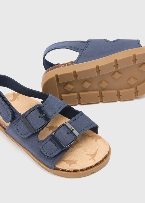 Boys Navy Foot Bed Sandals (Younger 4-12) - Size 4 Infants Image 2