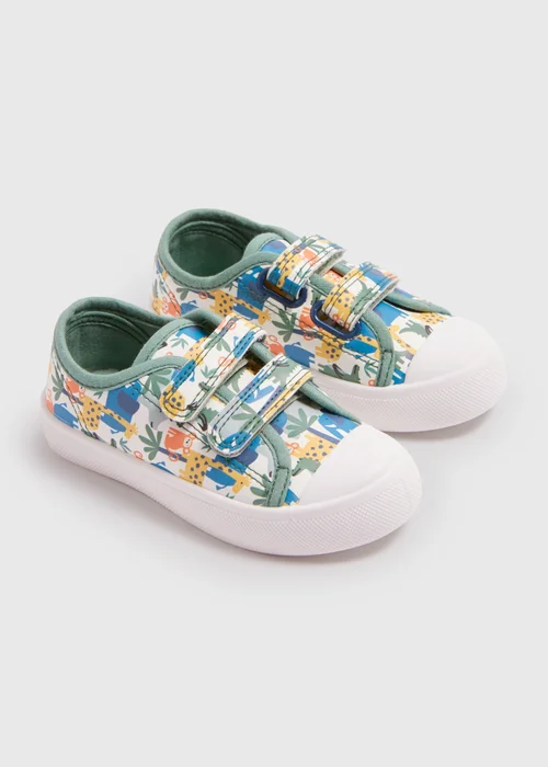 Boys Blue Safari PU Strap Trainers (Younger 4-12yrs) - Size 4 Infants Image 1