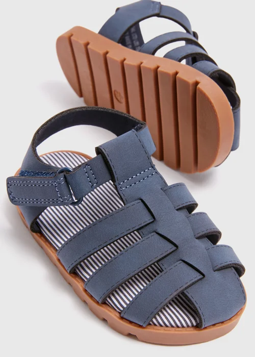 Boys Navy Caged Sandals (Younger 4-12) - Size 4 Infants Image 2