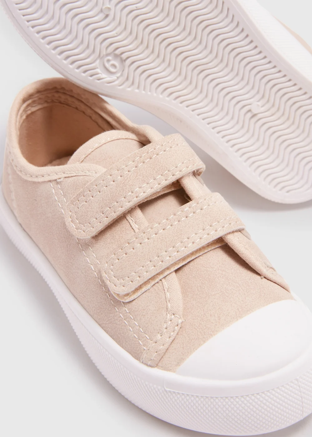 Boys Stone PU Strap Trainers (Younger 4-12) - Size 4 Infants Image 2