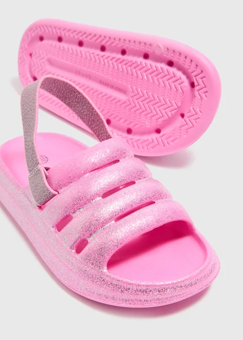 Girls Pink Back Strap Cloud Sliders (Younger 10/11-5/6 Older) - Size 1 - 2 Image 2