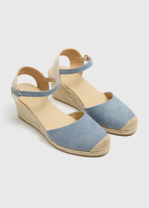 Blue Closed Toe Espadrille Sandals - 3 Image 1