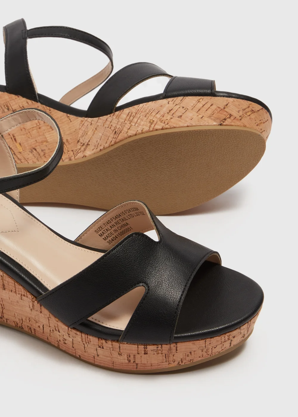 Black Jute Cork Wedges - Size 3 Image 2