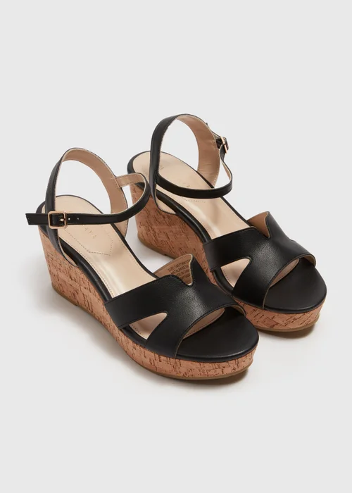 Black Jute Cork Wedges - Size 3 Image 1
