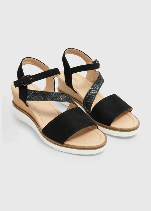 Soleflex Black White Sole Wedge Sandals - Size 3 Image 1