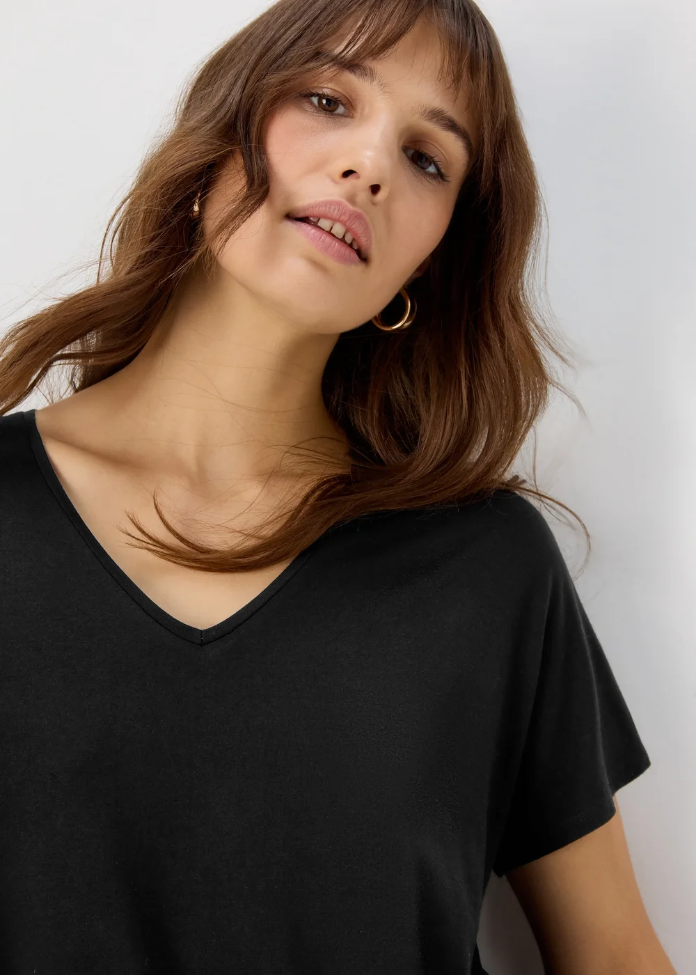 Et Vous Black Classic V Neck T-Shirt - 8 Image 3