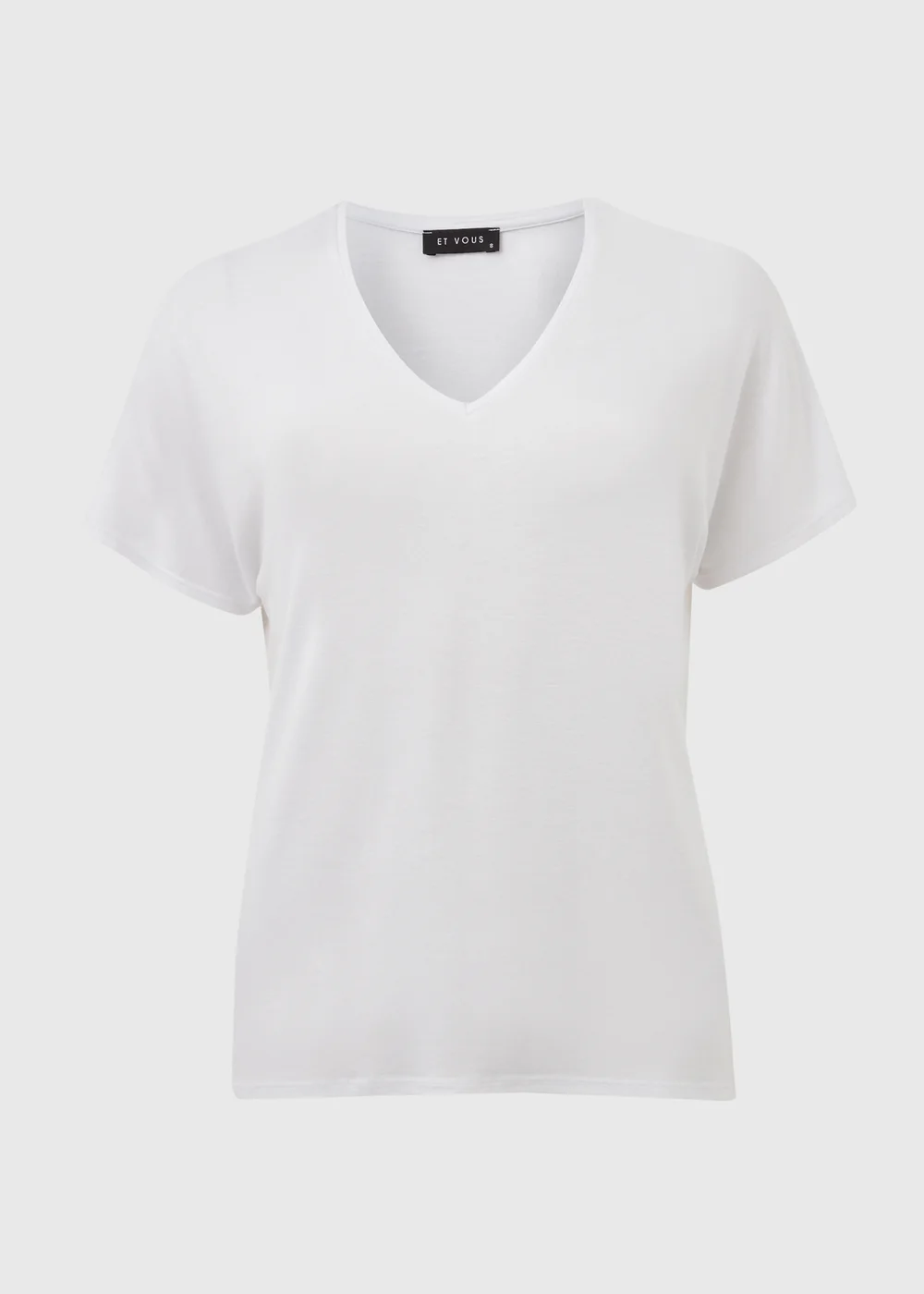 Et Vous White Classic V Neck T-Shirt - 8 Image 9