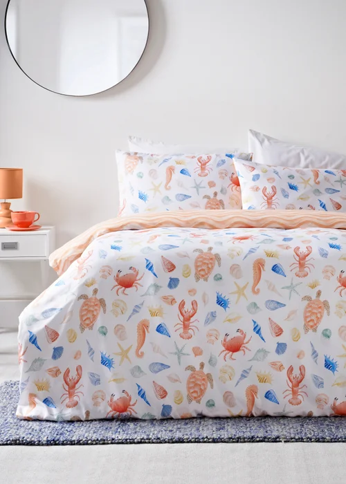 Multicolour Shells Print Duvet Set - Single Image 1