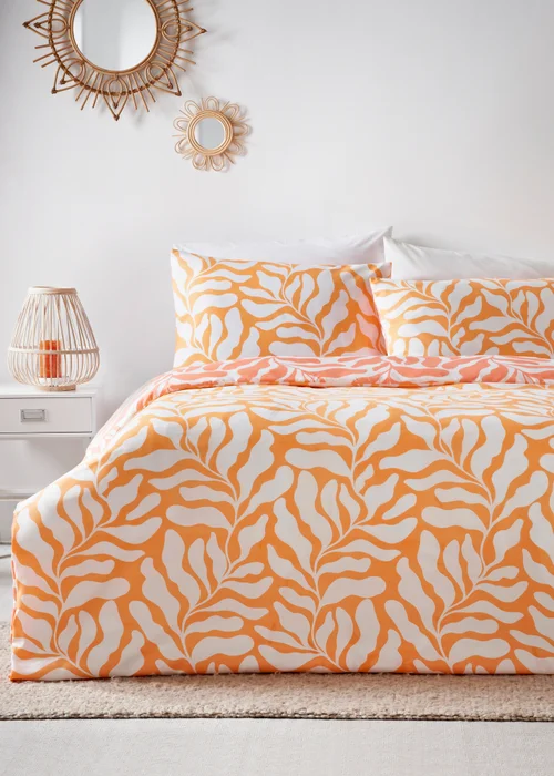 Coral Sorbet Abstract Print Duvet Set - Single Image 1