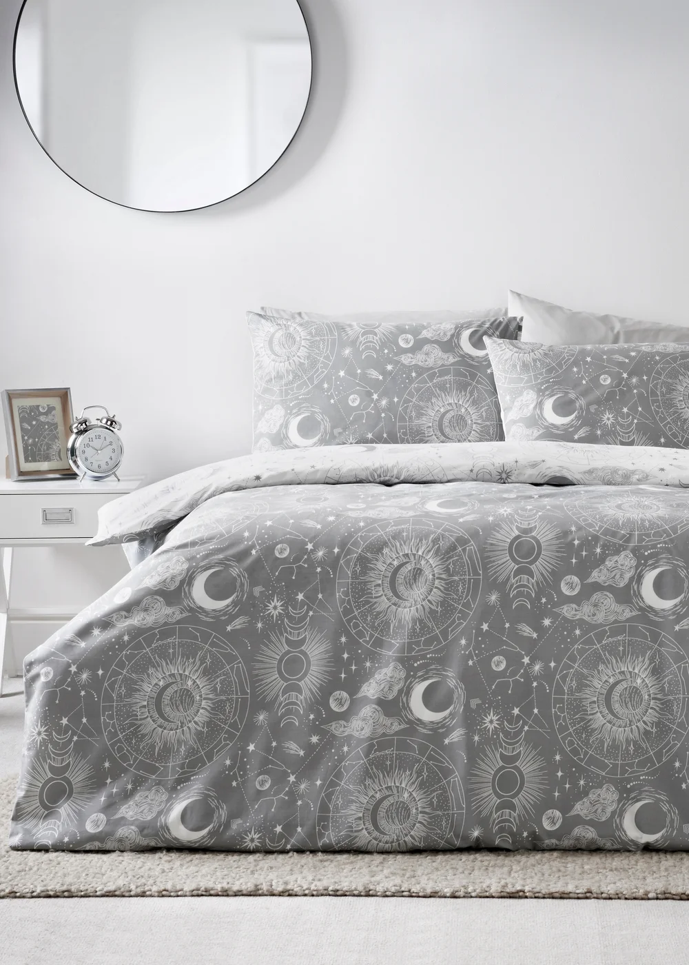 Grey Celestial Duvet Set - Single Image 1