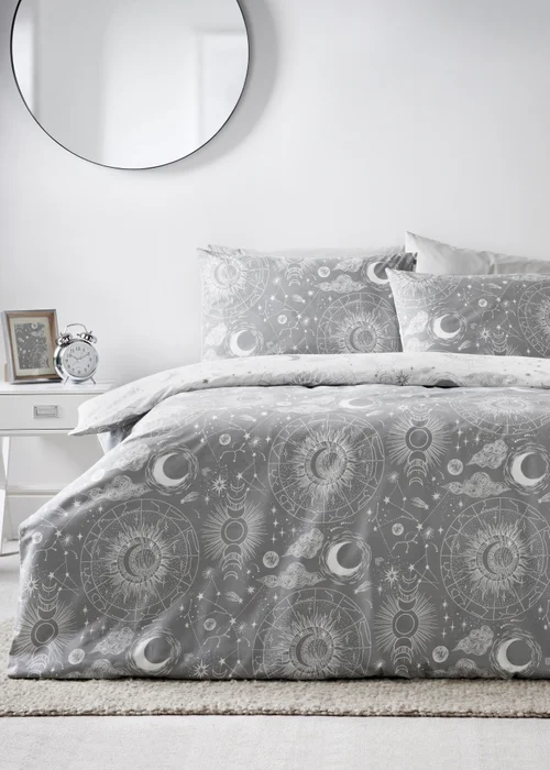 Grey Celestial Duvet Set - Single Image 1