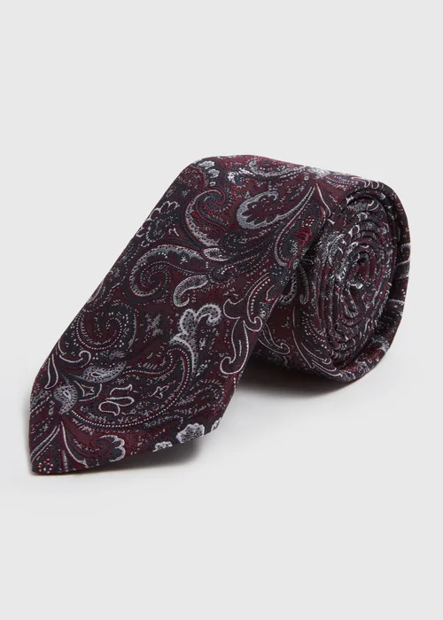 Taylor & Wright Burgundy Paisley Design Tie - One Size Image 1