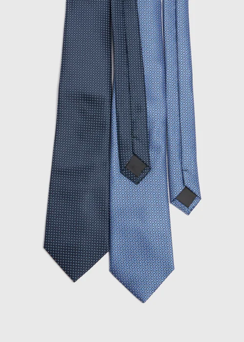 2 Pack Navy & Blue Geo Design Tie - One Size Image 2