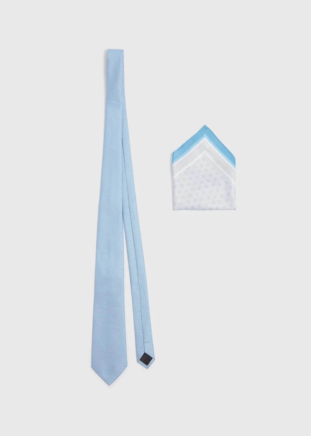 Taylor & Wright Steel Blue Tie & Geo Design Pocket Square Set - One Size Image 1