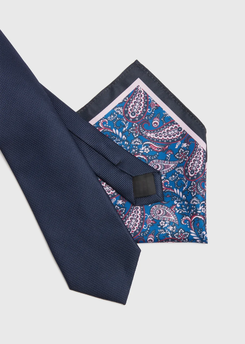 Taylor & Wright Navy Tie & Pink Patterned Pocket Square Set - One Size Image 2