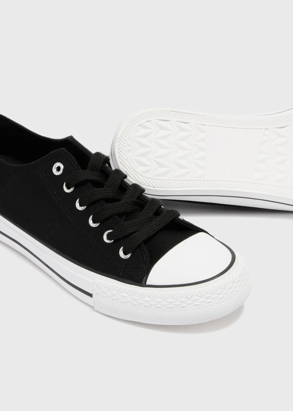 Black Toe Cap Canvas Trainers - 3 Image 2