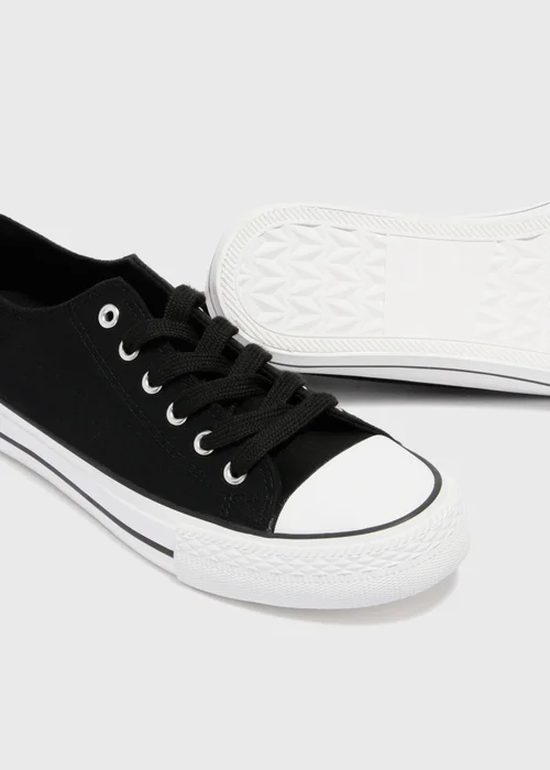 Black Toe Cap Canvas Trainers - 3 Image 2