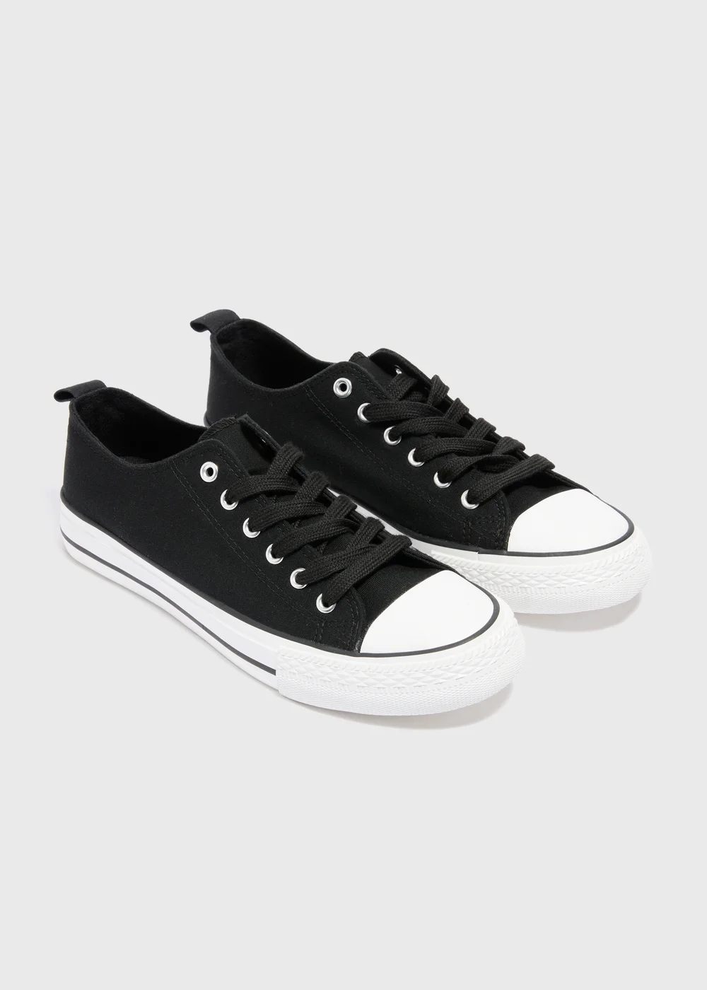 Black Toe Cap Canvas Trainers - 3 Image 1