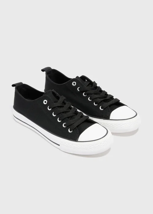 Black Toe Cap Canvas Trainers - 3 Image 1