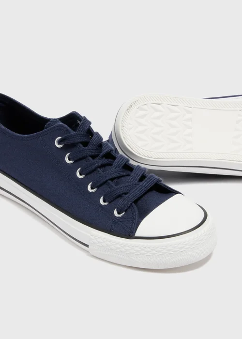 Navy Toe Cap Canvas Trainers - 3 Image 2