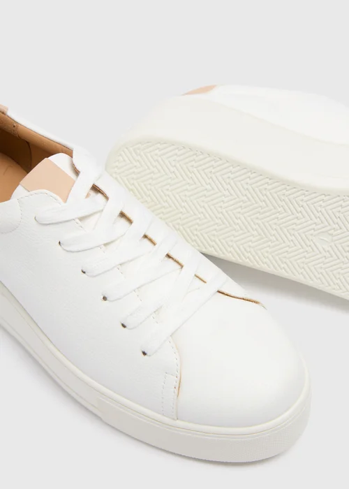 White Lace Up Platform Trainers - Size 3 Image 2
