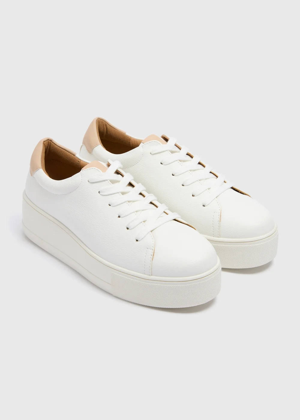 White Lace Up Platform Trainers - Size 3 Image 1