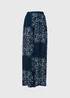 Blue Tile Print Wide Leg Viscose Trousers - Size 8 Image 5
