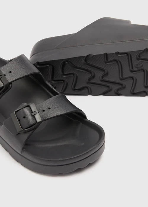 Black Double Buckle Chunky Sandals - S Image 2