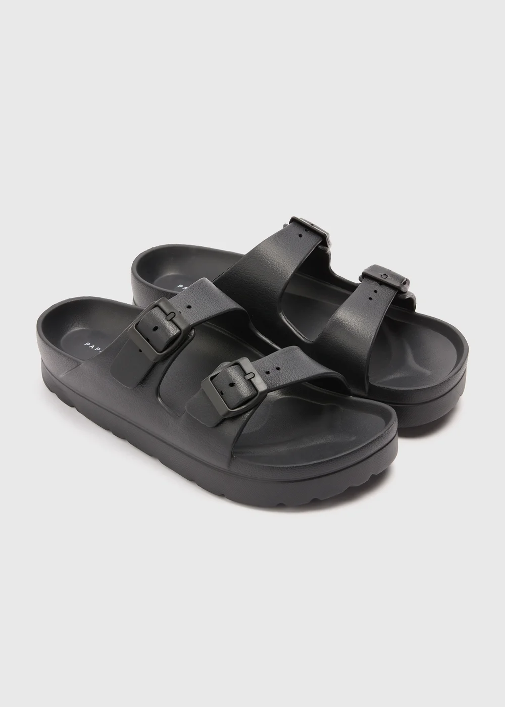 Black Double Buckle Chunky Sandals - S Image 1