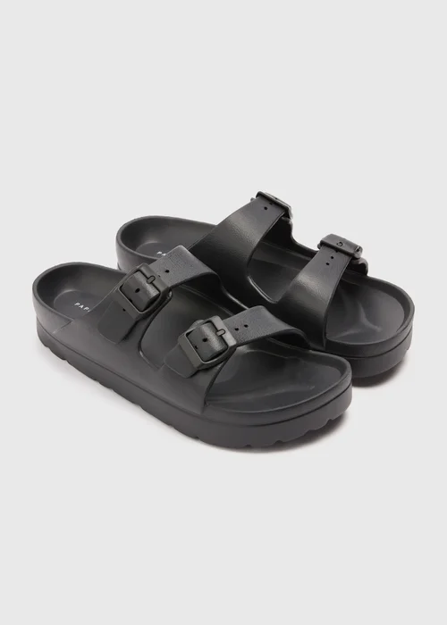Black Double Buckle Chunky Sandals - S Image 1