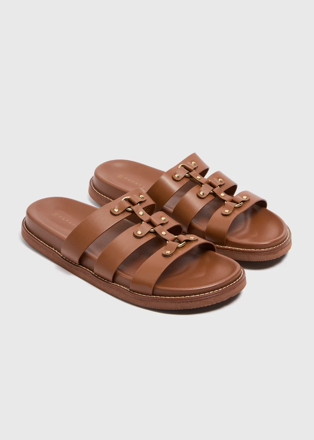 Tan Stud Fashion Foot Bed Sandals - Size 3 Image 1