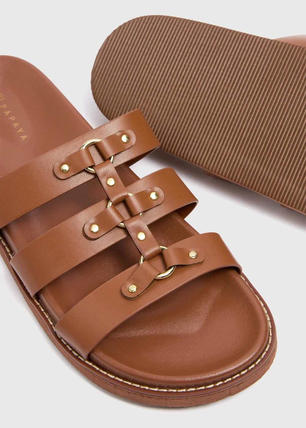 Tan Stud Fashion Foot Bed Sandals - Size 3 Image 2