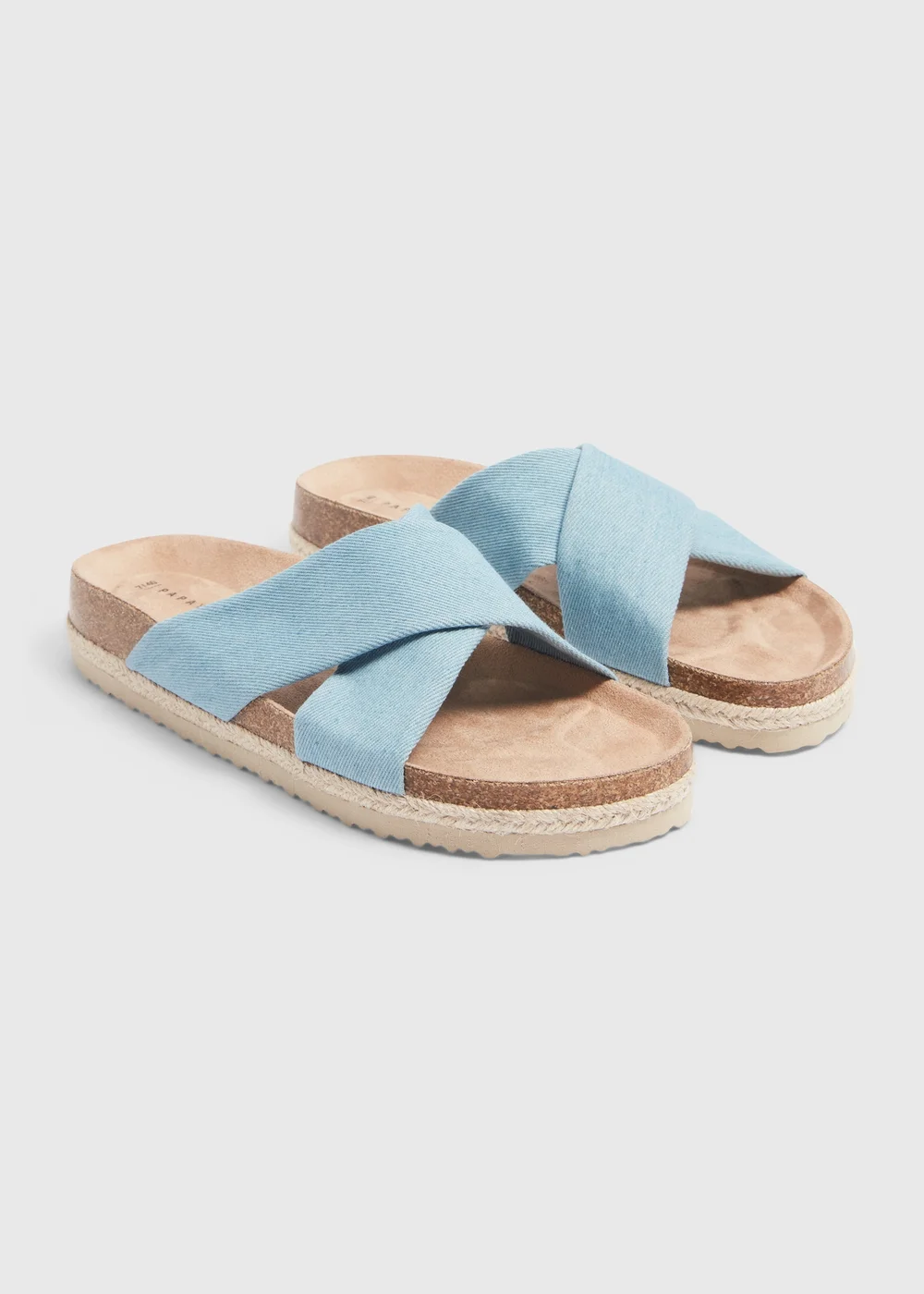 Blue Stripe Cross Strap Jute Footbed Sandals - Size 3 Image 1