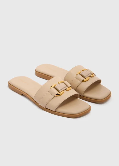 Stone Buckle Trim Mule Slippers - Size 3 Image 1