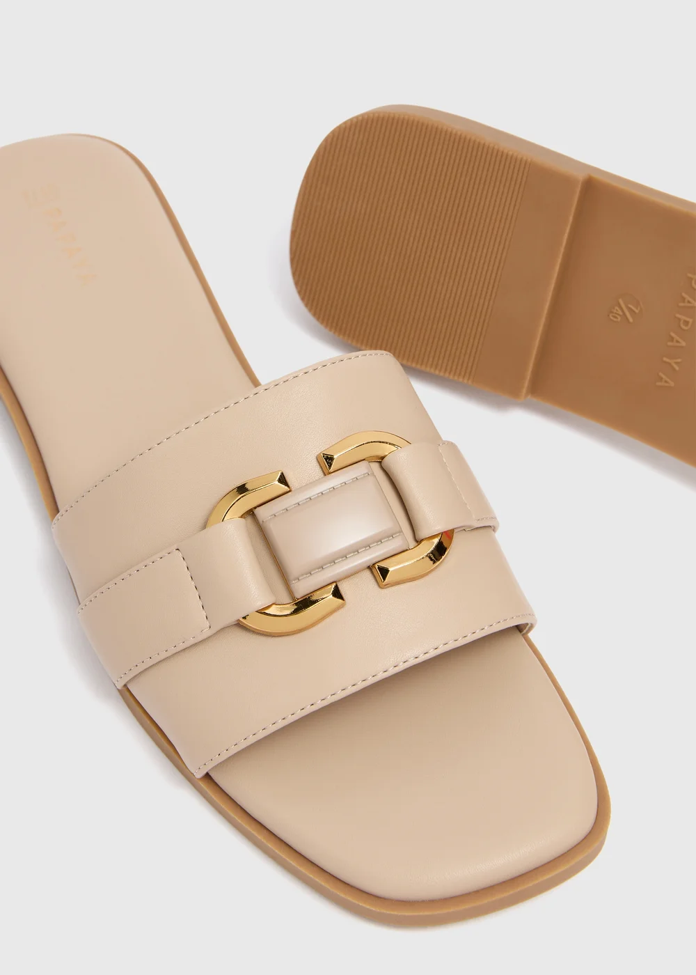 Stone Buckle Trim Mule Slippers - Size 3 Image 2