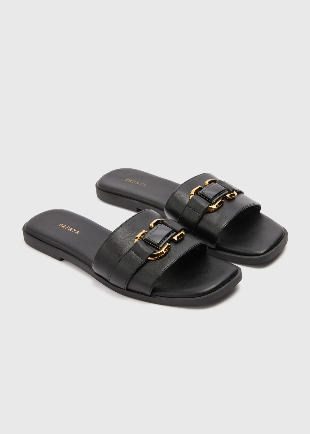 Papaya Black Buckle Trim Mule Sandals - Size 3 Image 1
