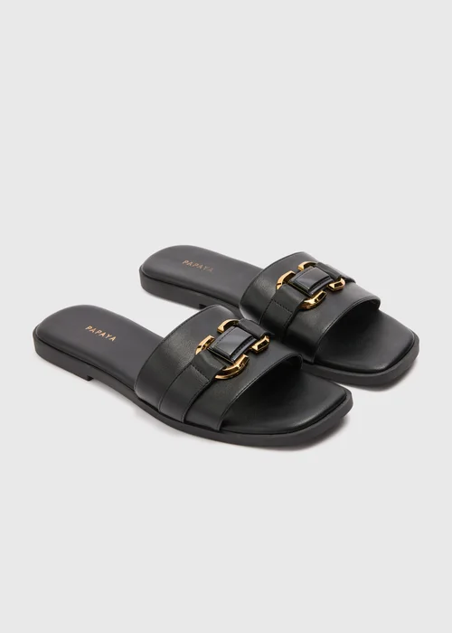 Papaya Black Buckle Trim Mule Sandals - Size 3 Image 1