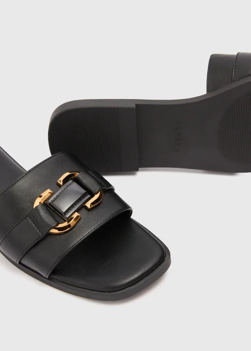 Papaya Black Buckle Trim Mule Sandals - Size 3 Image 2