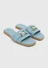 Blue Buckle Trim Mule Sandals - Size 3 Image 1