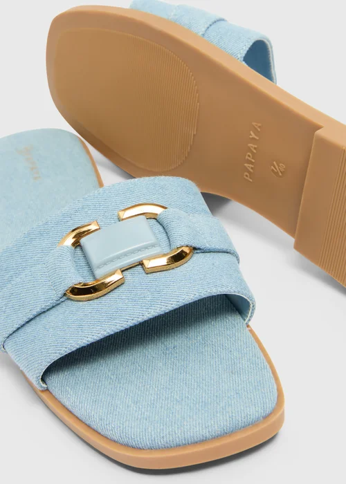 Blue Buckle Trim Mule Sandals - Size 3 Image 2
