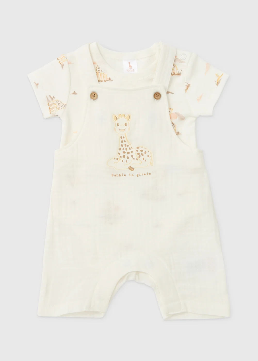 Sophie la Girafe Baby Oatmeal Bodysuit & Dungaree Set (Newborn-23mths) - 0-3 months Image 1