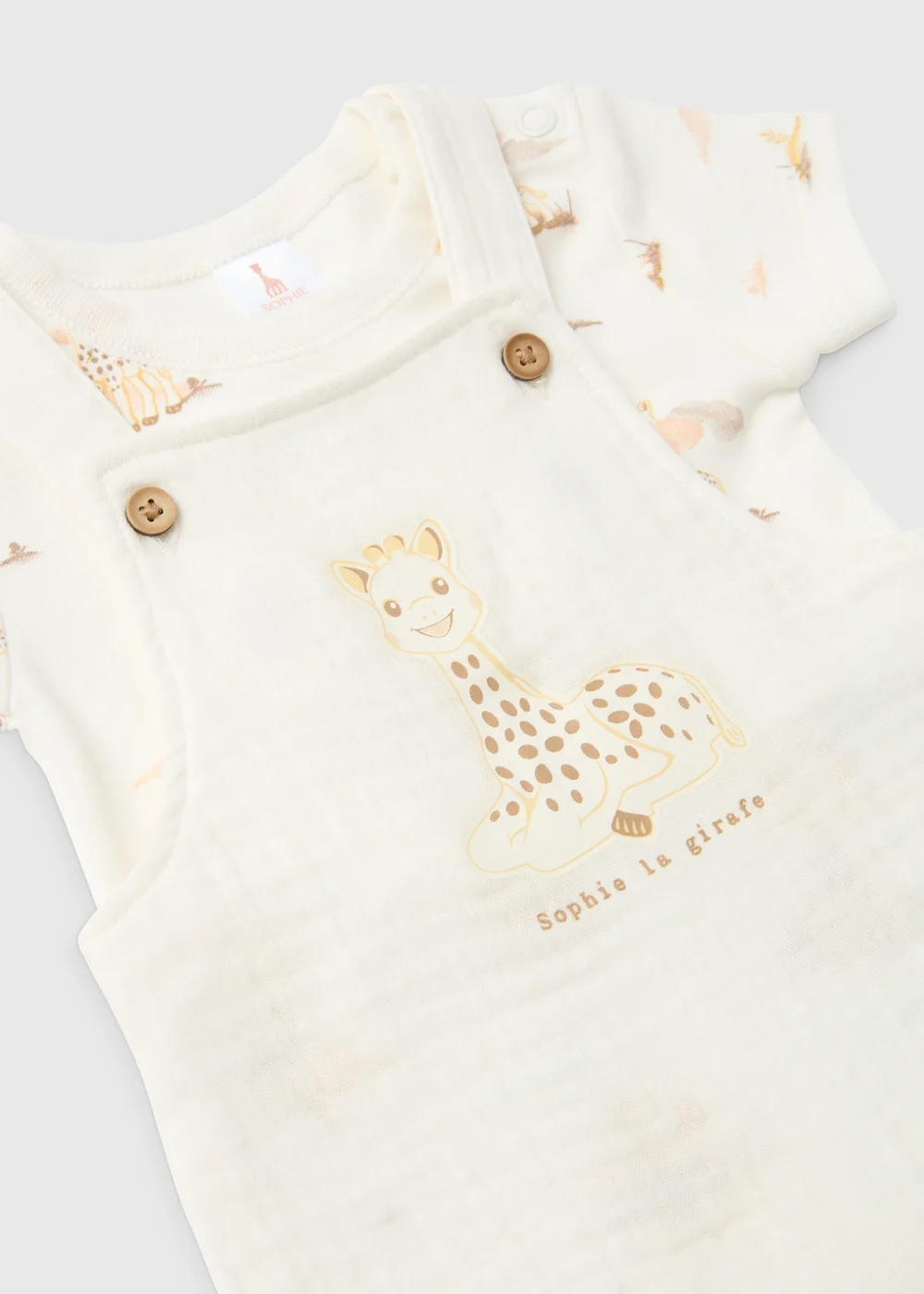 Sophie la Girafe Baby Oatmeal Bodysuit & Dungaree Set (Newborn-23mths) - 0-3 months Image 2