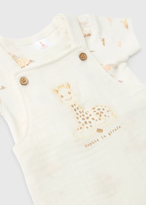 Sophie la Girafe Baby Oatmeal Bodysuit & Dungaree Set (Newborn-23mths) - 0-3 months Image 2