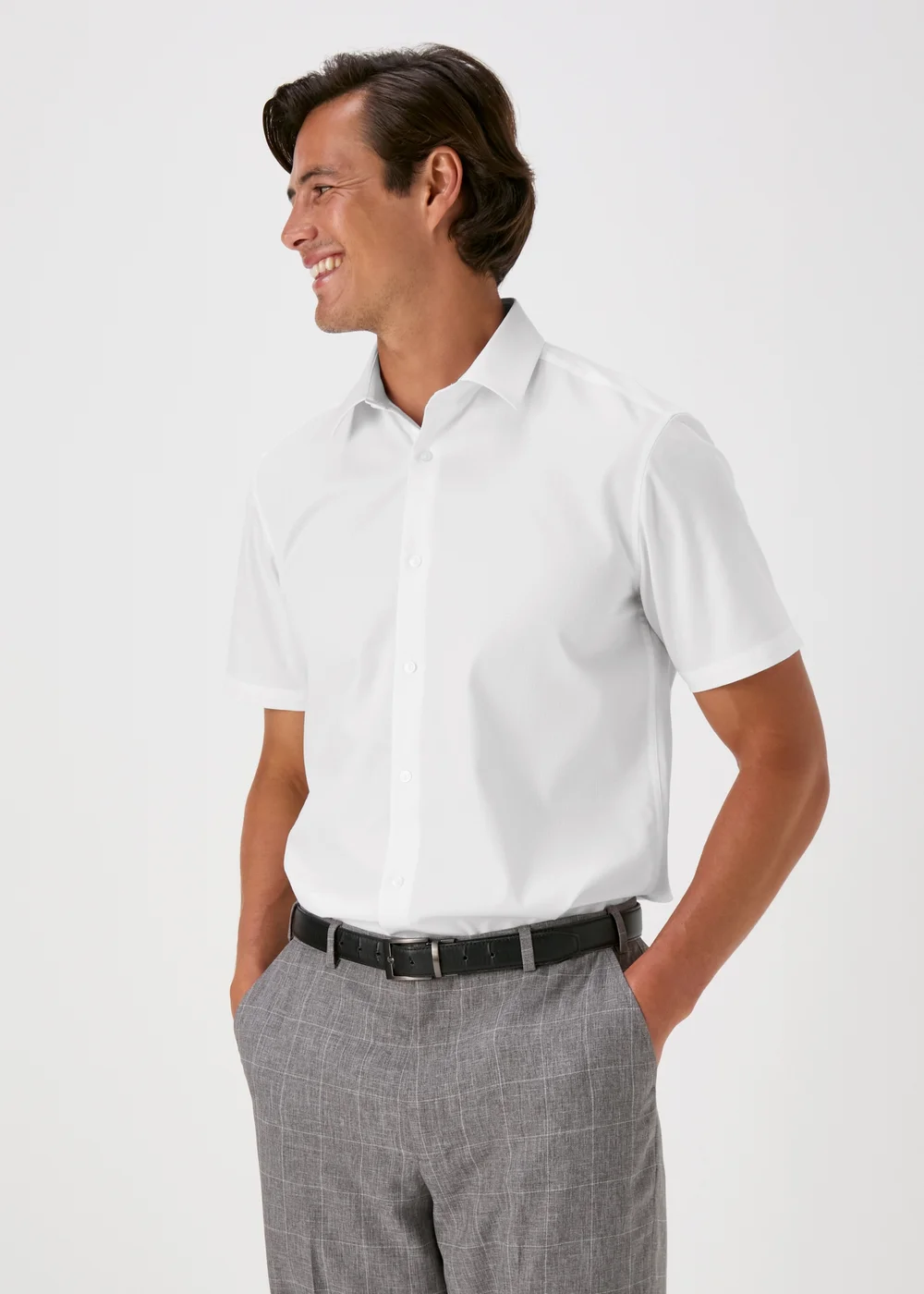 Taylor & Wright White Textured Short Sleeve Shirt - Small Image 3