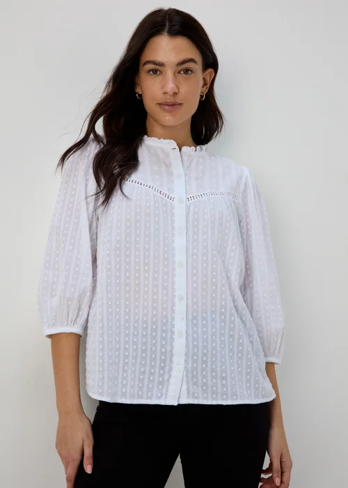 White Dobby Blouse - Size 8 Image 1
