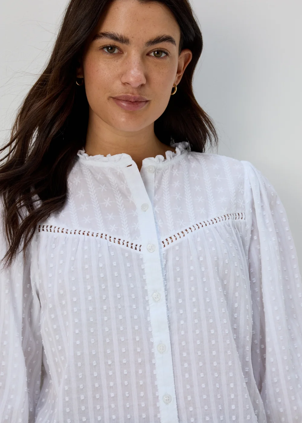 White Dobby Blouse - Size 8 Image 3