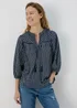 Navy Dobby Blouse Top - Size 8 Image 1