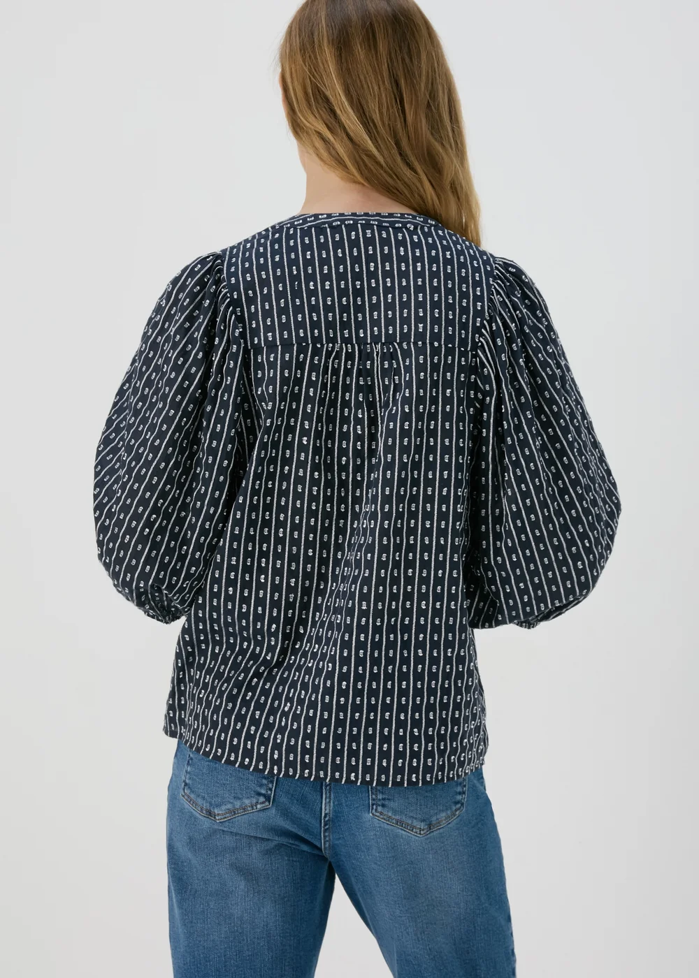 Navy Dobby Blouse Top - Size 8 Image 2