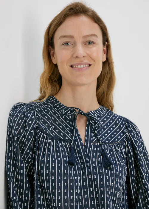 Navy Dobby Blouse Top - Size 8 Image 3