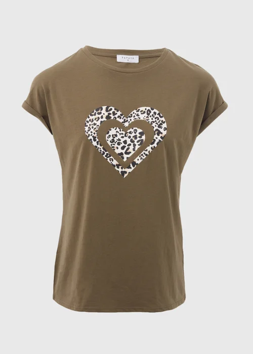 Khaki Heart Slogan T-Shirt - Small Image 5